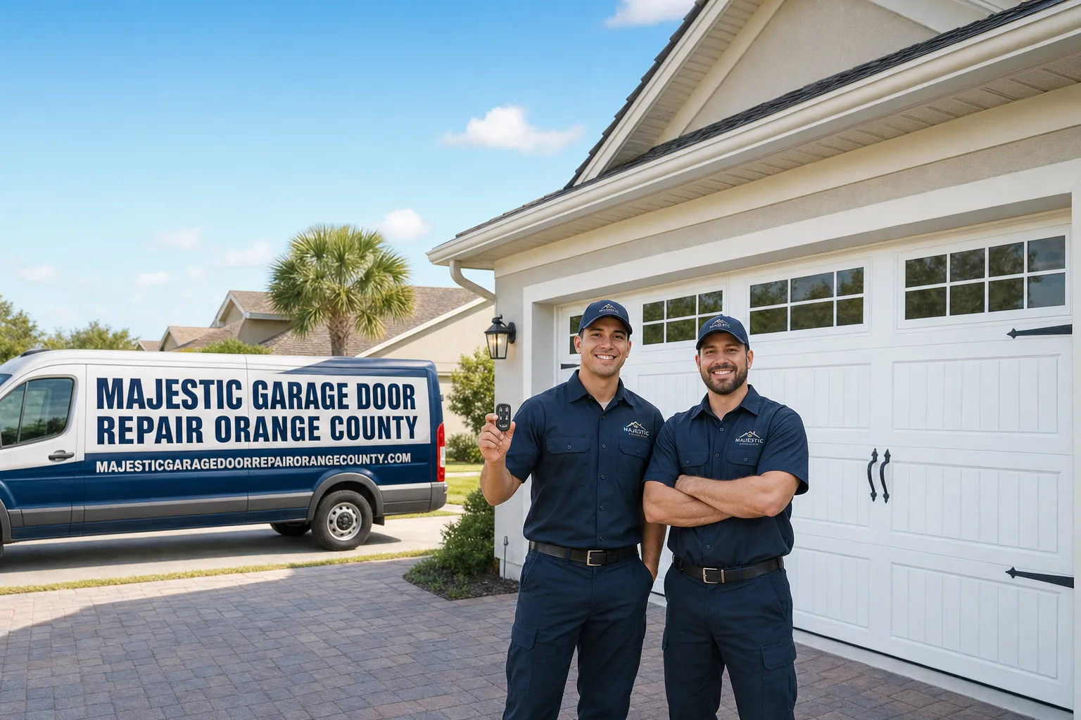 Majestic Garage Door Repair Orange County service vehicle and crew in Orange County, FL